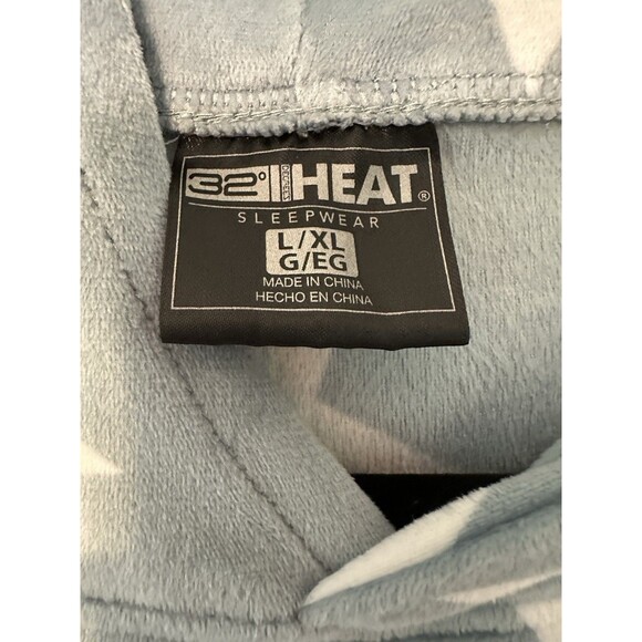 32 Degrees Heat Velour Sleepwear Sweater Dress Hooded Size L/XL Light Blue Stars - Picture 8 of 12